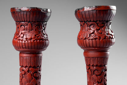 Cinnabar Lacquer Candlesticks