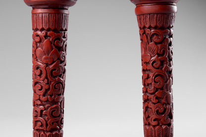 Cinnabar Lacquer Candlesticks