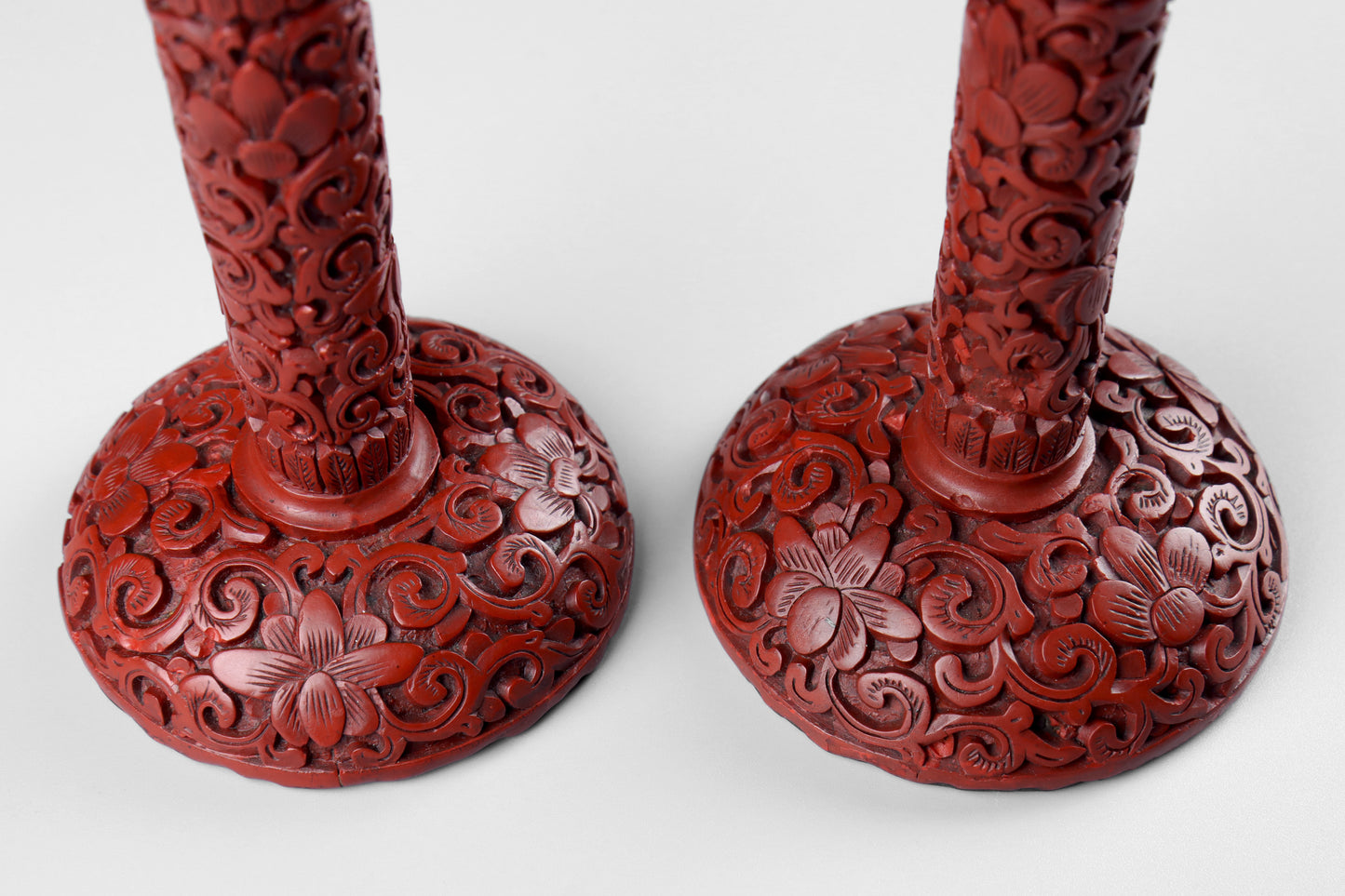 Cinnabar Lacquer Candlesticks