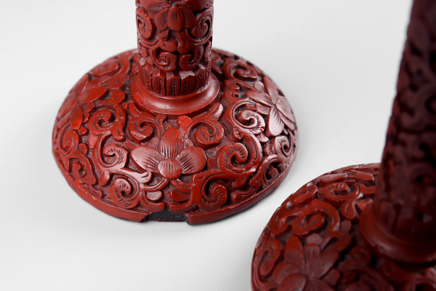 Cinnabar Lacquer Candlesticks