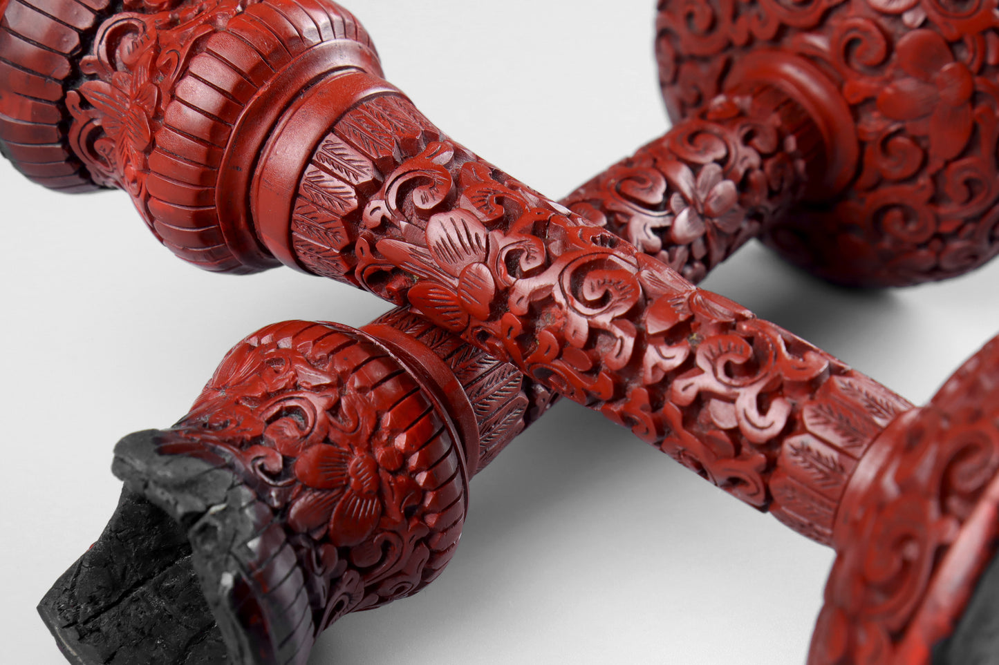 Cinnabar Lacquer Candlesticks