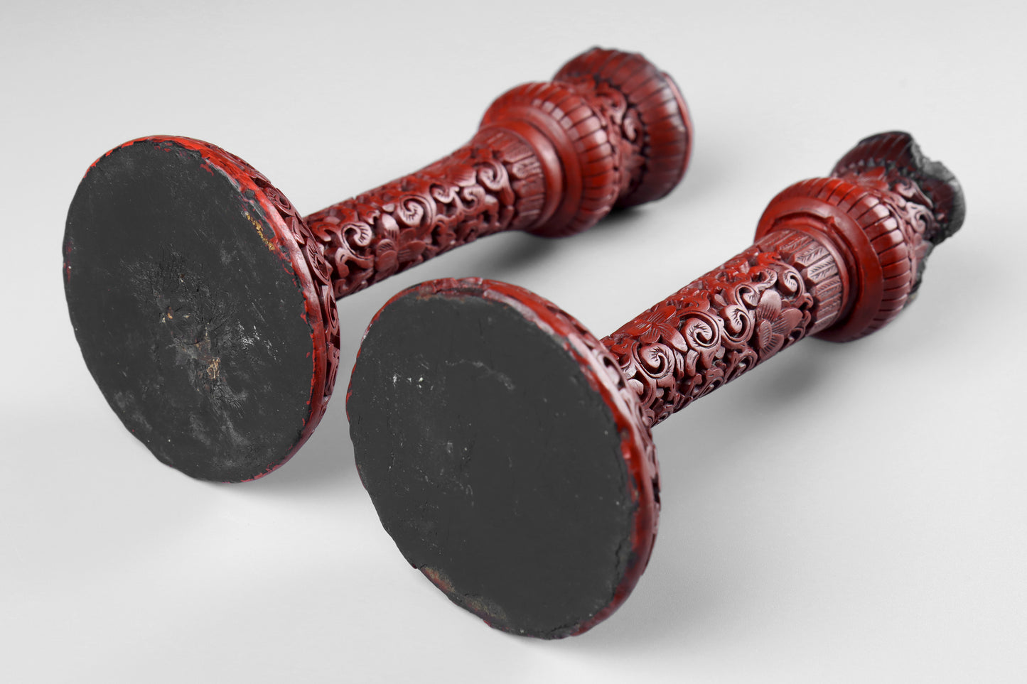 Cinnabar Lacquer Candlesticks