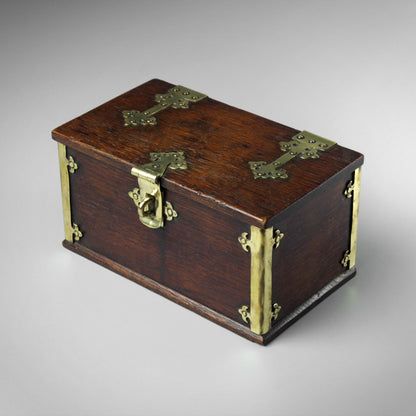 Gothic Revival Brass Bound Oak Box