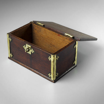 Gothic Revival Brass Bound Oak Box