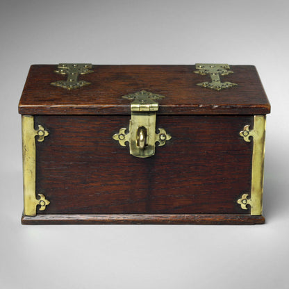 Gothic Revival Brass Bound Oak Box