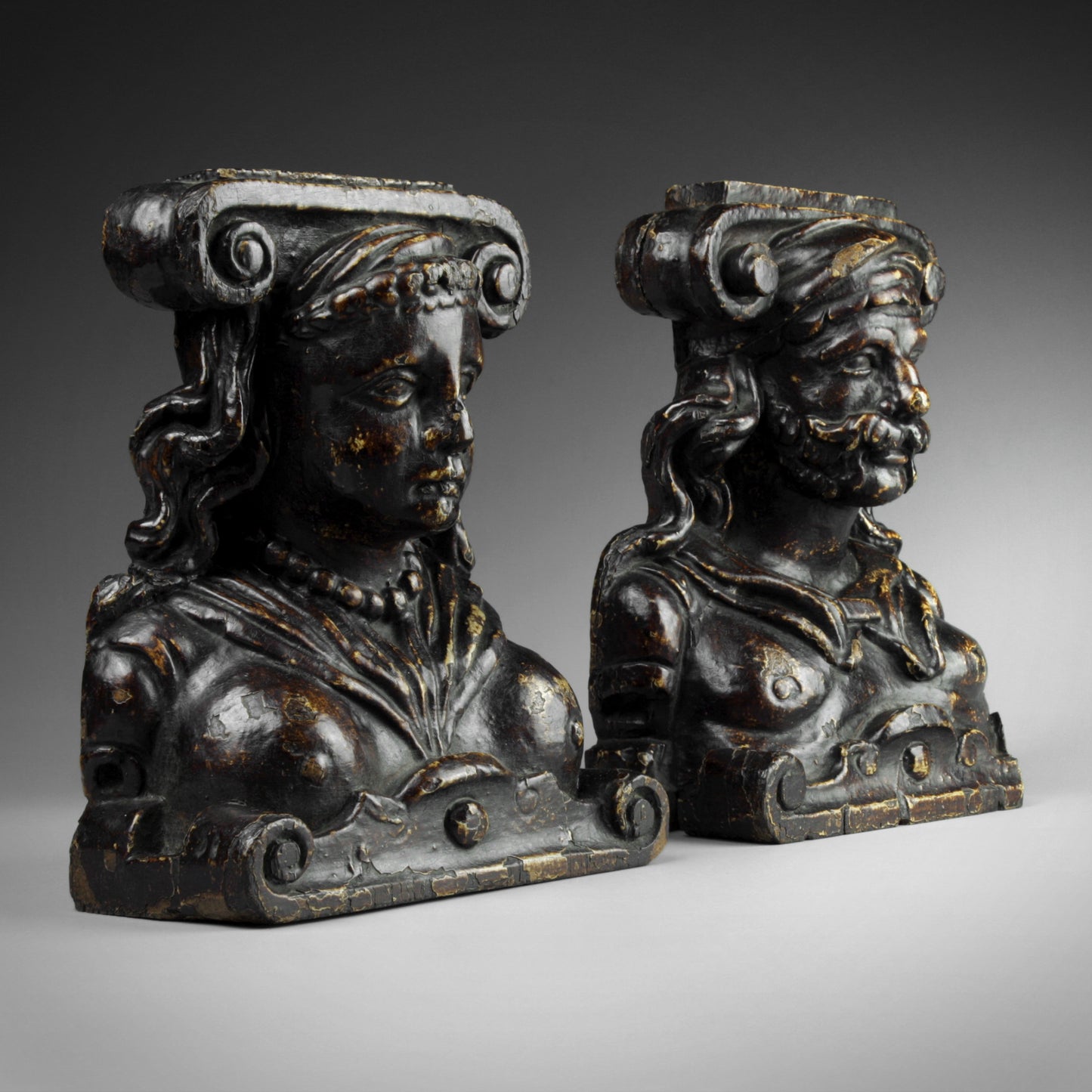 Carved Pair of Busts