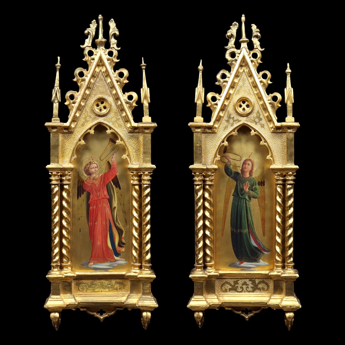 Pair of Painted Gothic Florentine Angels