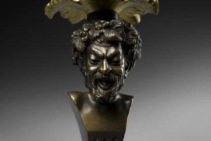 Bronze Ormolu Satyr Candlesticks