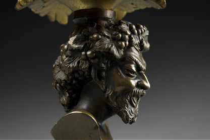 Bronze Ormolu Satyr Candlesticks