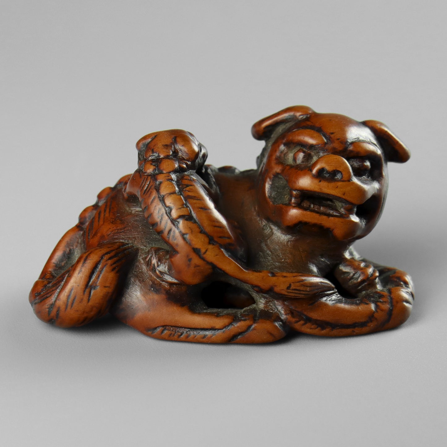 Netsuke of a Shishi & Cub