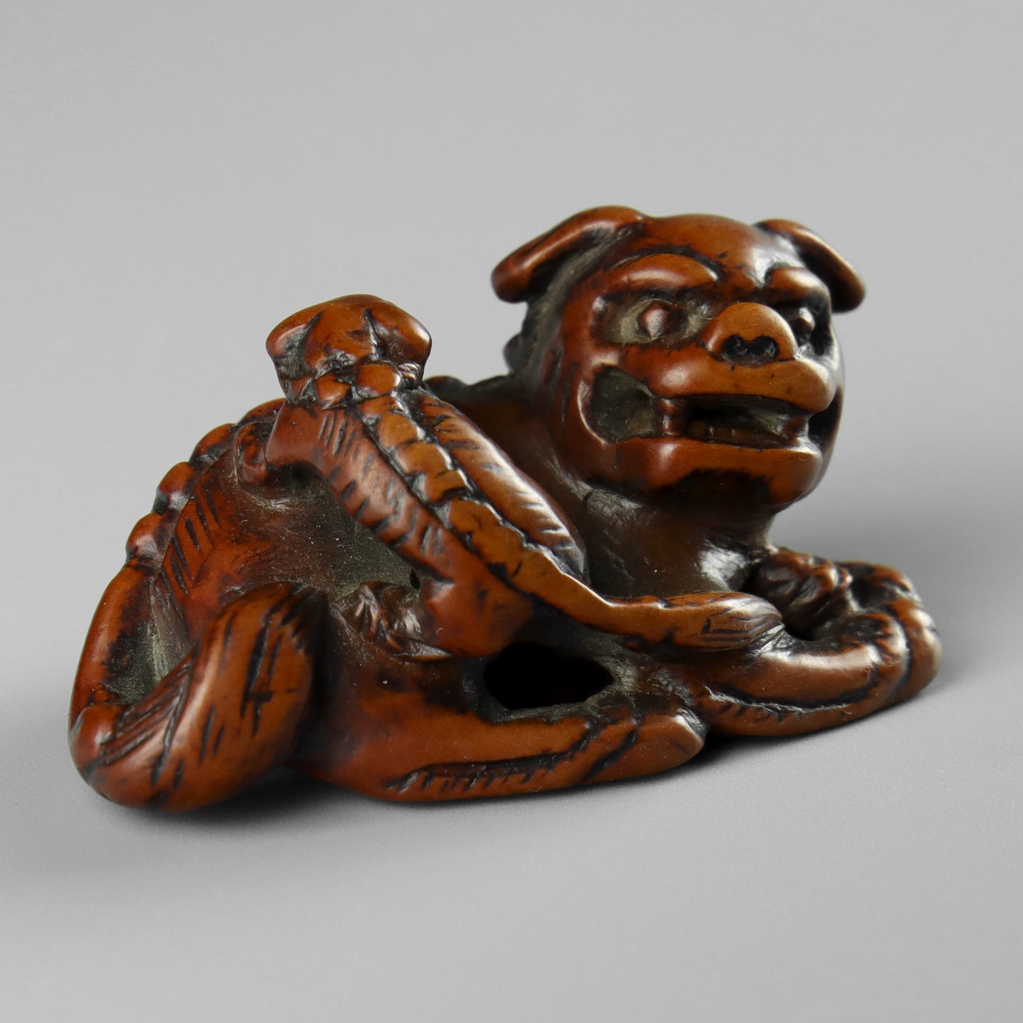 Netsuke of a Shishi & Cub