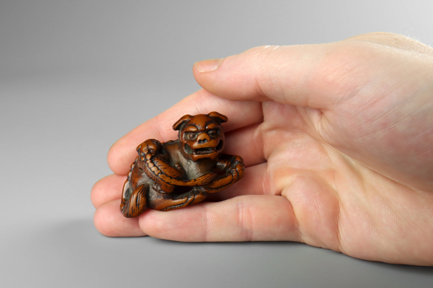 Netsuke of a Shishi & Cub