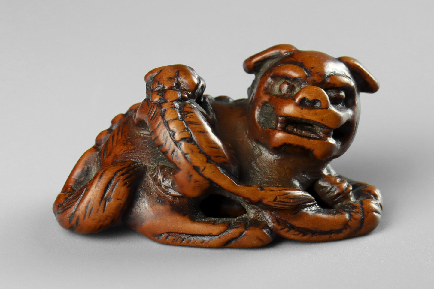 Netsuke of a Shishi & Cub